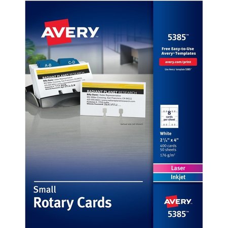 AVERY Cards, Rotary, Lsr/Inkjt, 400PK AVE5385